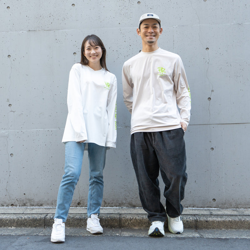 ランラジ HAVE A NICE RUN TODAY Long-sleeve Tee (Beige)