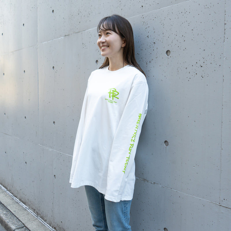 ランラジ HAVE A NICE RUN TODAY Long-sleeve Tee (White)