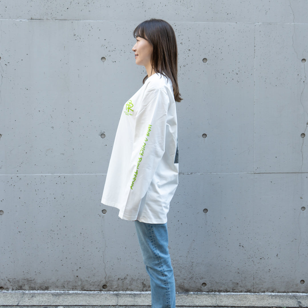 ランラジ HAVE A NICE RUN TODAY Long-sleeve Tee (White)