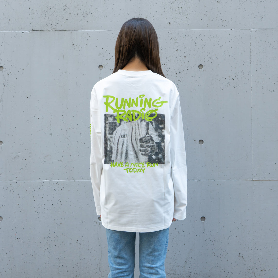 ランラジ HAVE A NICE RUN TODAY Long-sleeve Tee (White)