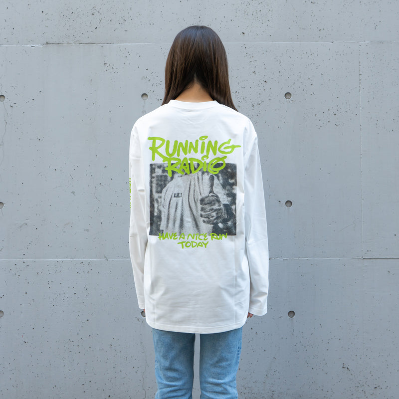 ランラジ HAVE A NICE RUN TODAY Long-sleeve Tee (White)