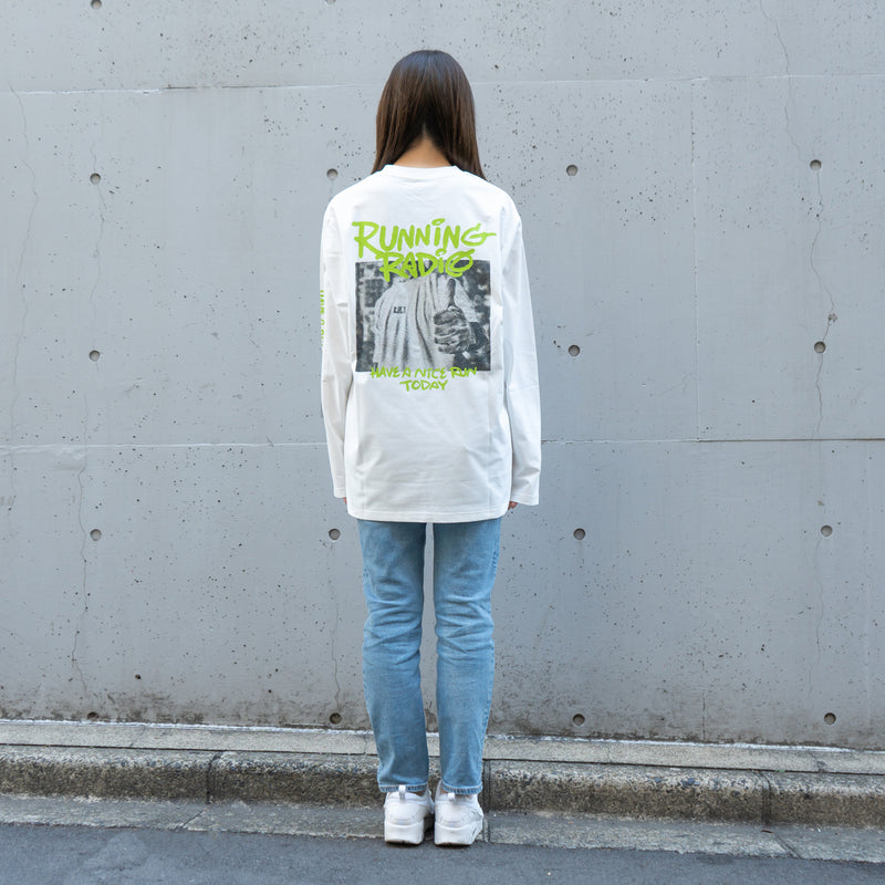 ランラジ HAVE A NICE RUN TODAY Long-sleeve Tee (White)