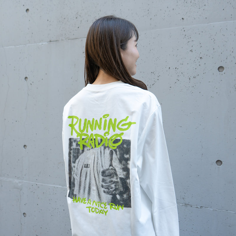 ランラジ HAVE A NICE RUN TODAY Long-sleeve Tee (White)