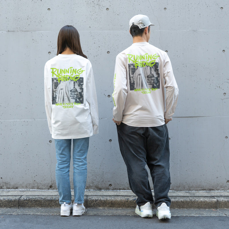 ランラジ HAVE A NICE RUN TODAY Long-sleeve Tee (Beige)