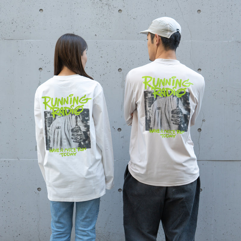 ランラジ HAVE A NICE RUN TODAY Long-sleeve Tee (Beige)