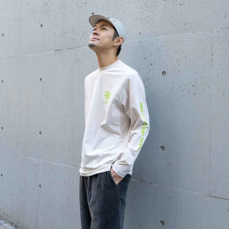 ランラジ HAVE A NICE RUN TODAY Long-sleeve Tee (Beige)