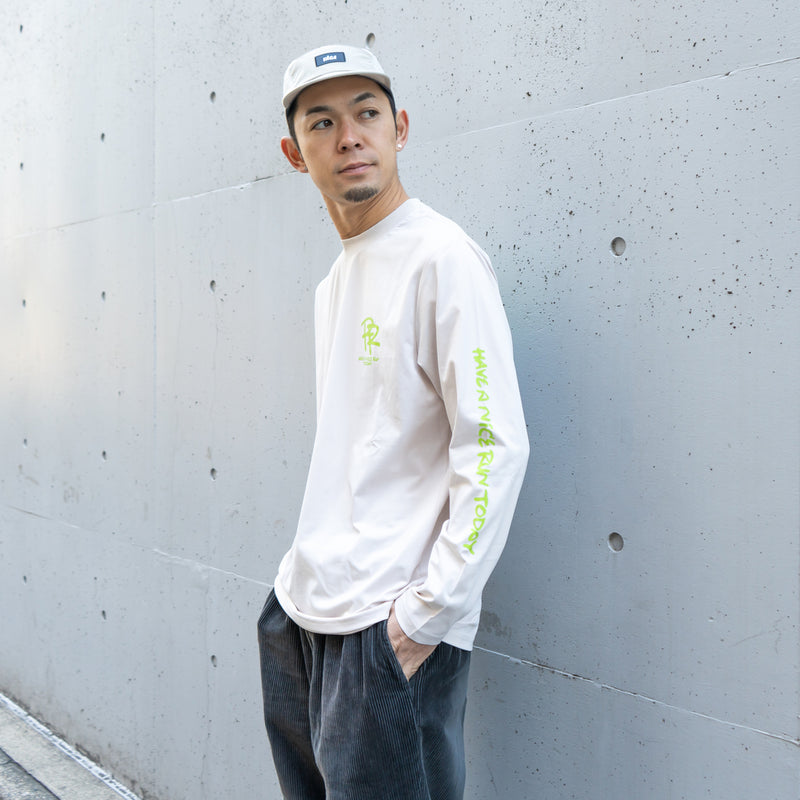 ランラジ HAVE A NICE RUN TODAY Long-sleeve Tee (Beige)