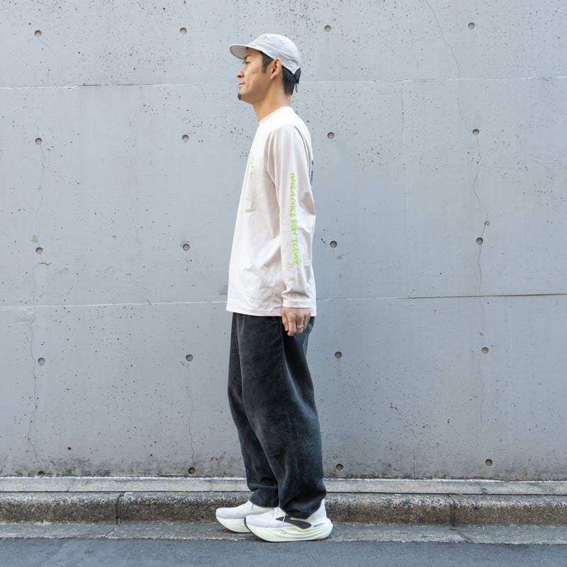 ランラジ HAVE A NICE RUN TODAY Long-sleeve Tee (Beige)