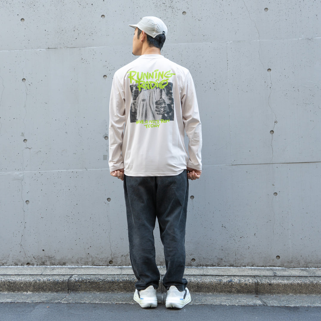 ランラジ HAVE A NICE RUN TODAY Long-sleeve Tee (Beige)