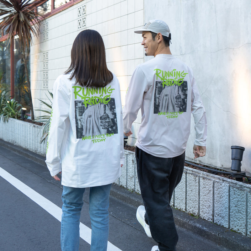 ランラジ HAVE A NICE RUN TODAY Long-sleeve Tee (White)