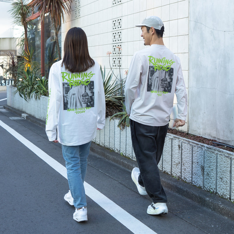 ランラジ HAVE A NICE RUN TODAY Long-sleeve Tee (White)