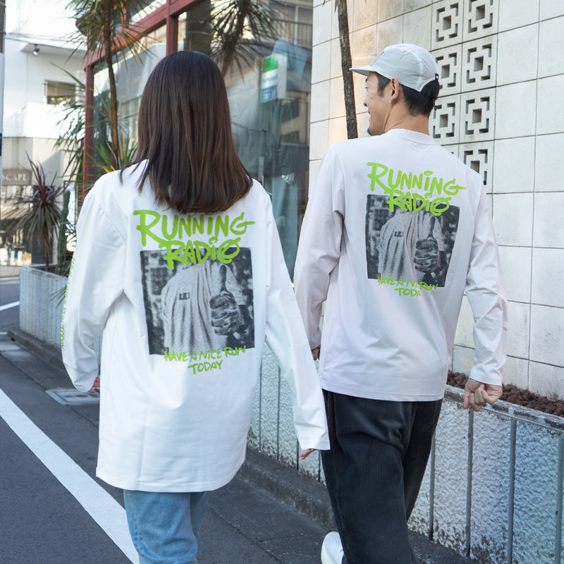 ランラジ HAVE A NICE RUN TODAY Long-sleeve Tee (White)