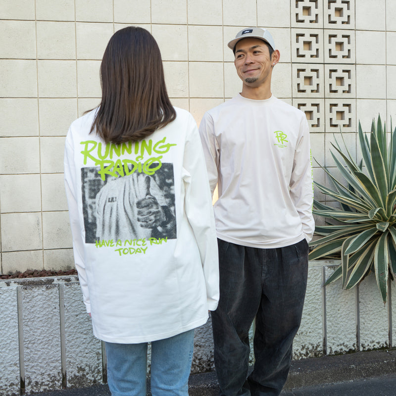 ランラジ HAVE A NICE RUN TODAY Long-sleeve Tee (White)