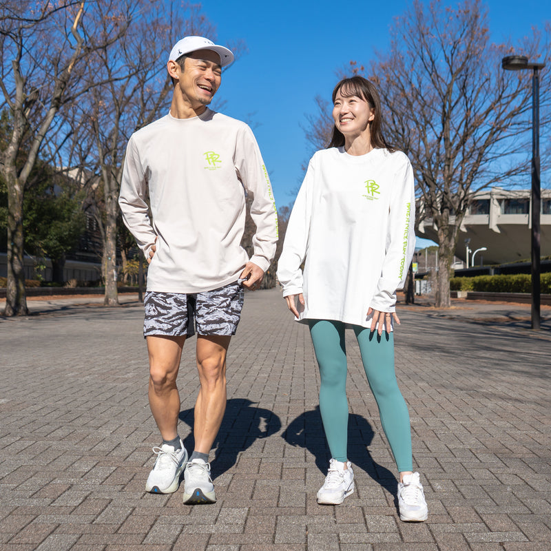 ランラジ HAVE A NICE RUN TODAY Long-sleeve Tee (White)