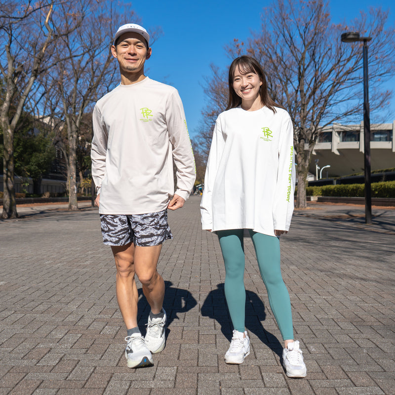 ランラジ HAVE A NICE RUN TODAY Long-sleeve Tee (Beige)