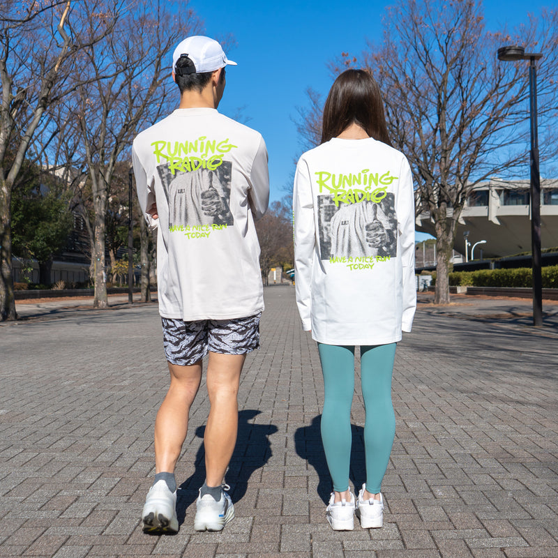 ランラジ HAVE A NICE RUN TODAY Long-sleeve Tee (White)