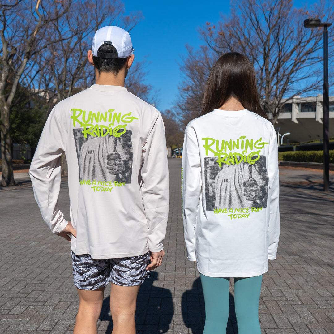 ランラジ HAVE A NICE RUN TODAY Long-sleeve Tee (Beige)