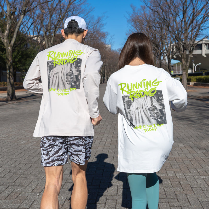 ランラジ HAVE A NICE RUN TODAY Long-sleeve Tee (White)