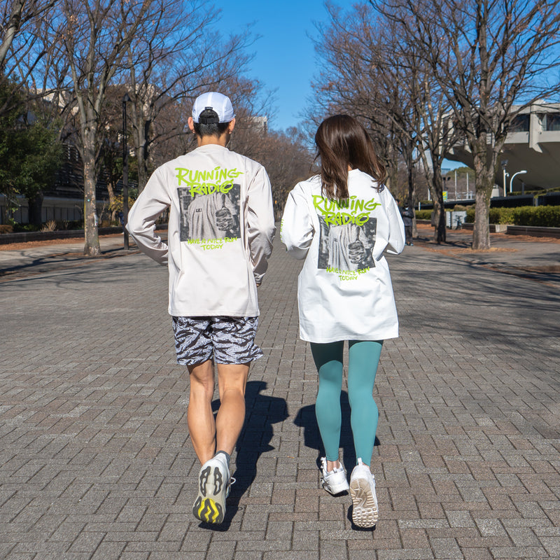 ランラジ HAVE A NICE RUN TODAY Long-sleeve Tee (White)