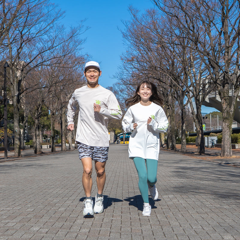 ランラジ HAVE A NICE RUN TODAY Long-sleeve Tee (Beige)