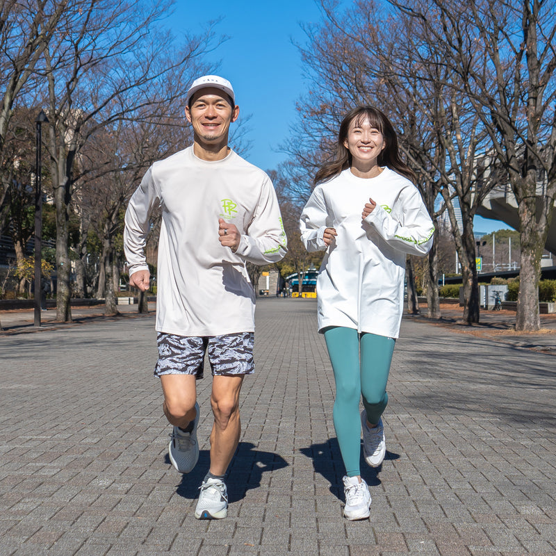 ランラジ HAVE A NICE RUN TODAY Long-sleeve Tee (Beige)