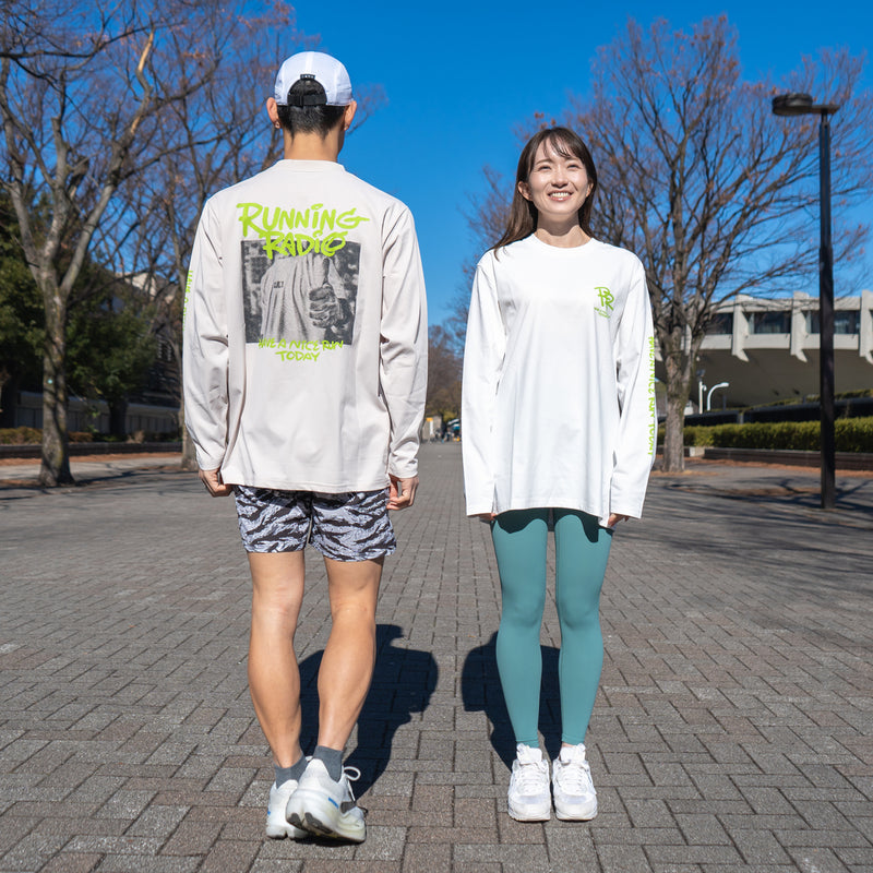 ランラジ HAVE A NICE RUN TODAY Long-sleeve Tee (Beige)