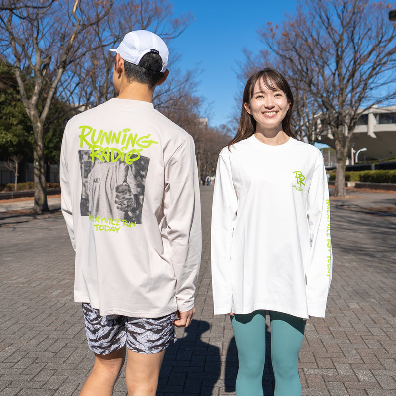 ランラジ HAVE A NICE RUN TODAY Long-sleeve Tee (White)