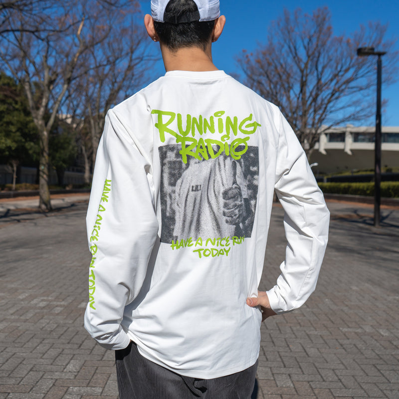 ランラジ HAVE A NICE RUN TODAY Long-sleeve Tee (White)