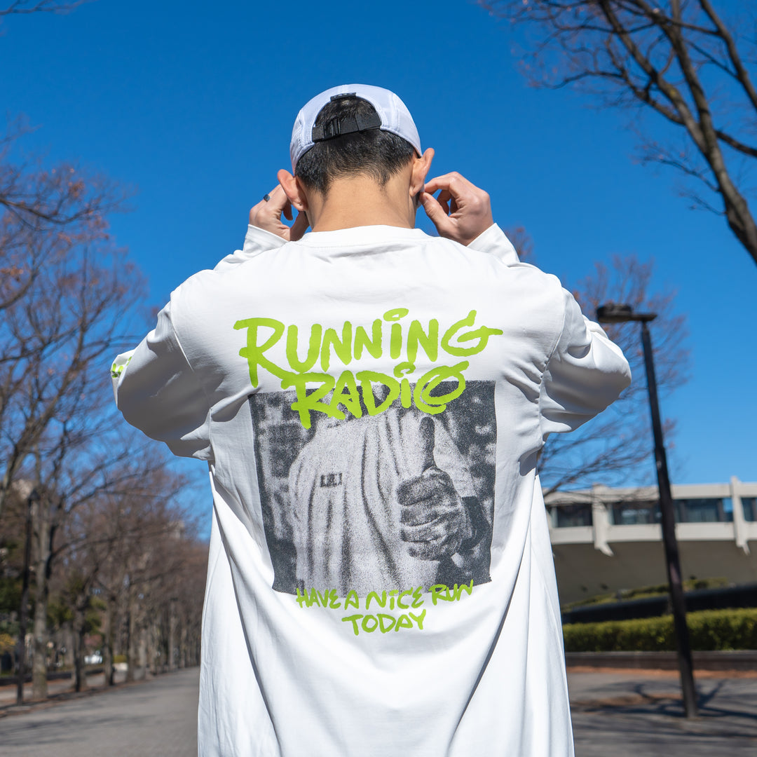ランラジ HAVE A NICE RUN TODAY Long-sleeve Tee (White)