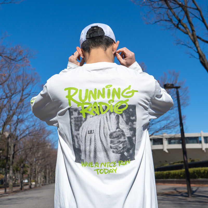 ランラジ HAVE A NICE RUN TODAY Long-sleeve Tee (White)