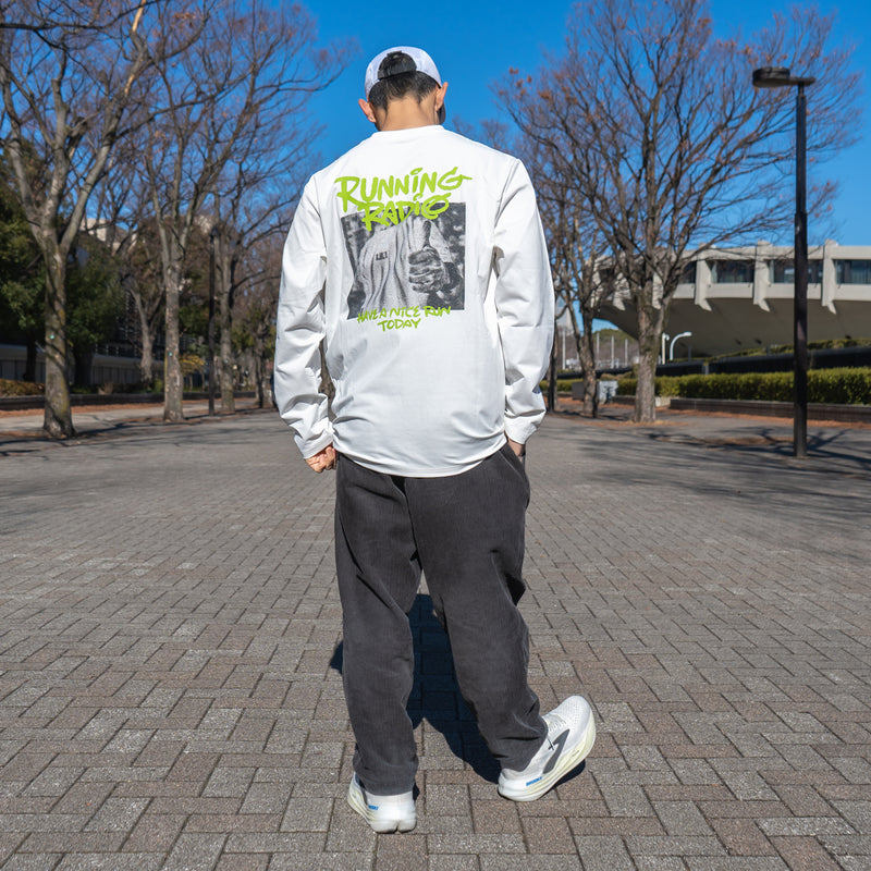 ランラジ HAVE A NICE RUN TODAY Long-sleeve Tee (White)