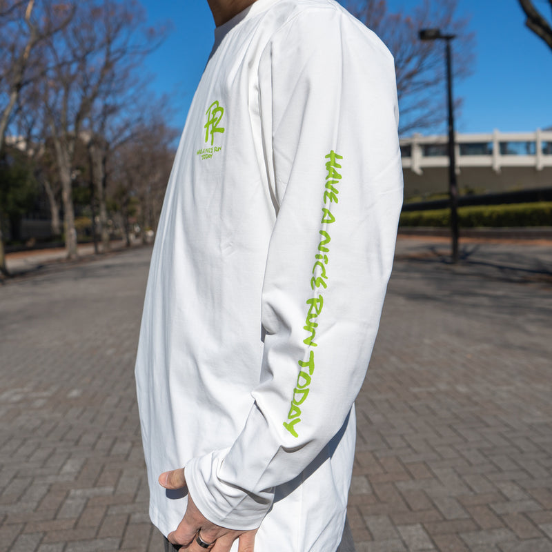 ランラジ HAVE A NICE RUN TODAY Long-sleeve Tee (White)