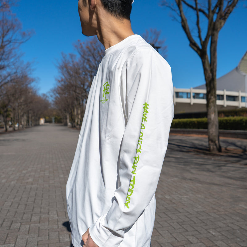 ランラジ HAVE A NICE RUN TODAY Long-sleeve Tee (White)