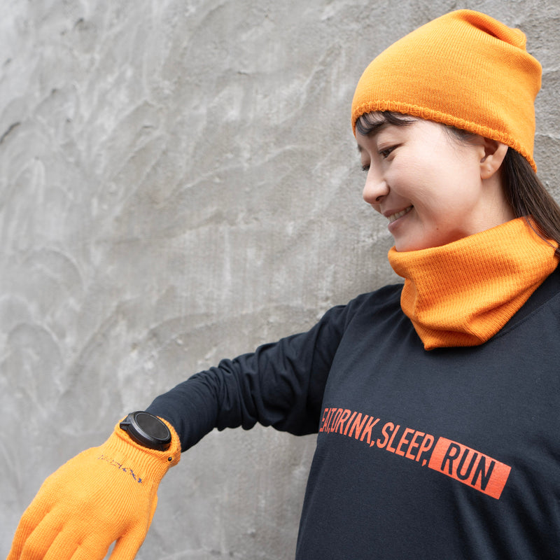R×L｜メリノグローブ ミッドG / Runtripコラボ限定カラー (Orange × Navy)