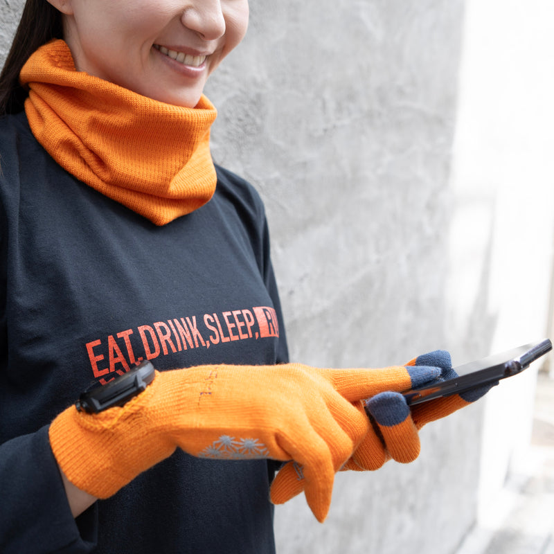 R×L｜メリノグローブ ミッドG / Runtripコラボ限定カラー (Orange × Navy)