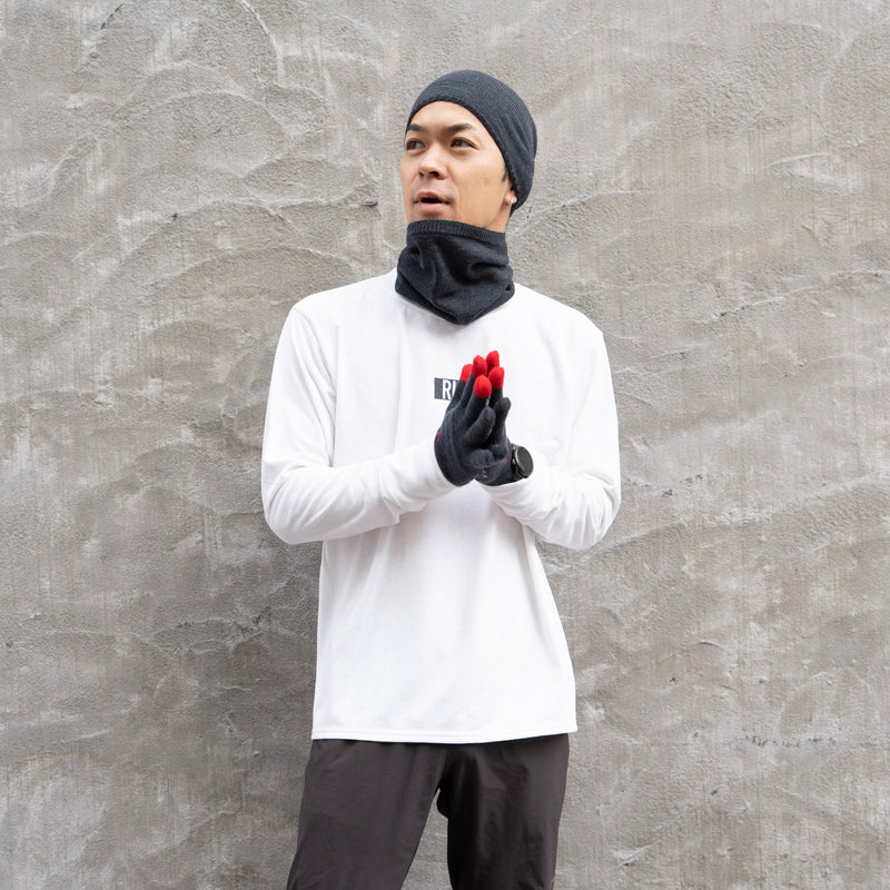 R×L｜メリノグローブ ミッドG / Runtripコラボ限定カラー (Charcoal × Red)