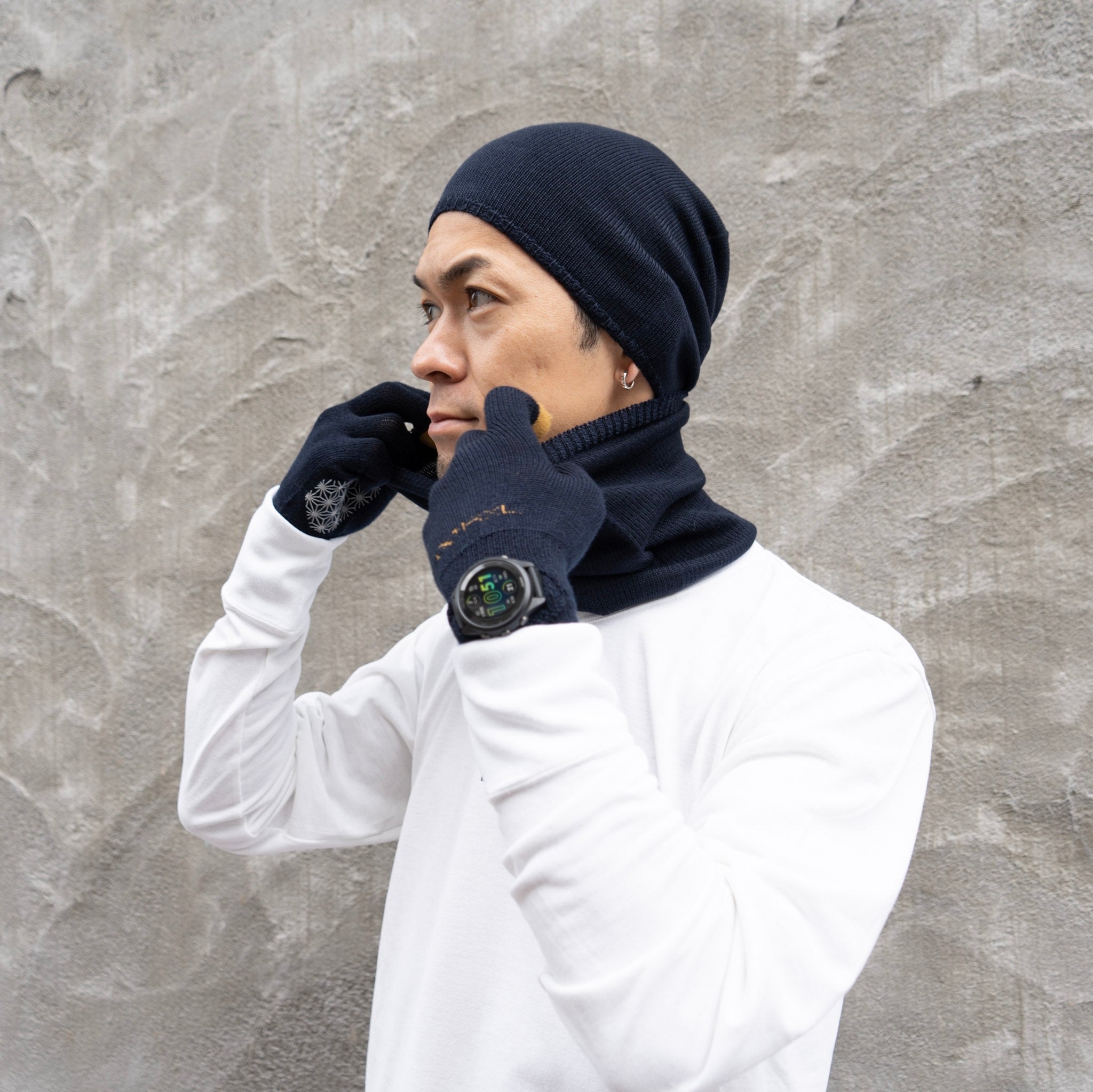 R×L｜メリノグローブ ミッドG / Runtripコラボ限定カラー (Navy × Mustard)