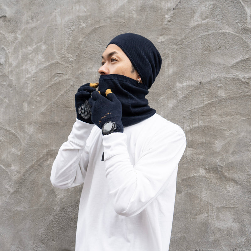 R×L｜メリノグローブ ミッドG / Runtripコラボ限定カラー (Navy × Mustard)