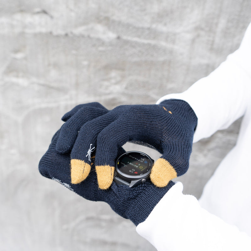 R×L｜メリノグローブ ミッドG / Runtripコラボ限定カラー (Navy × Mustard)