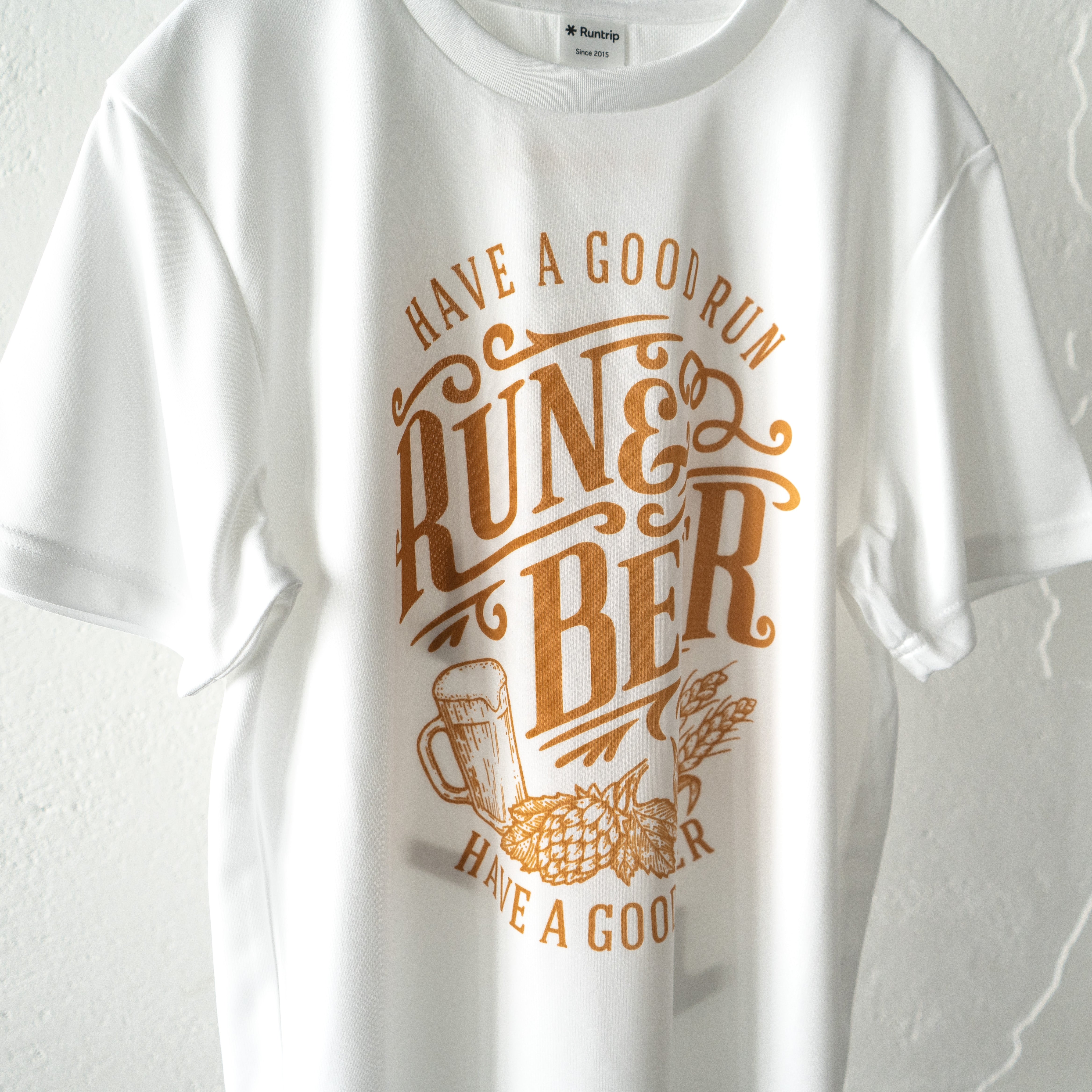 Run & Beer Tee Limited Beer Color DRY Tee (White)