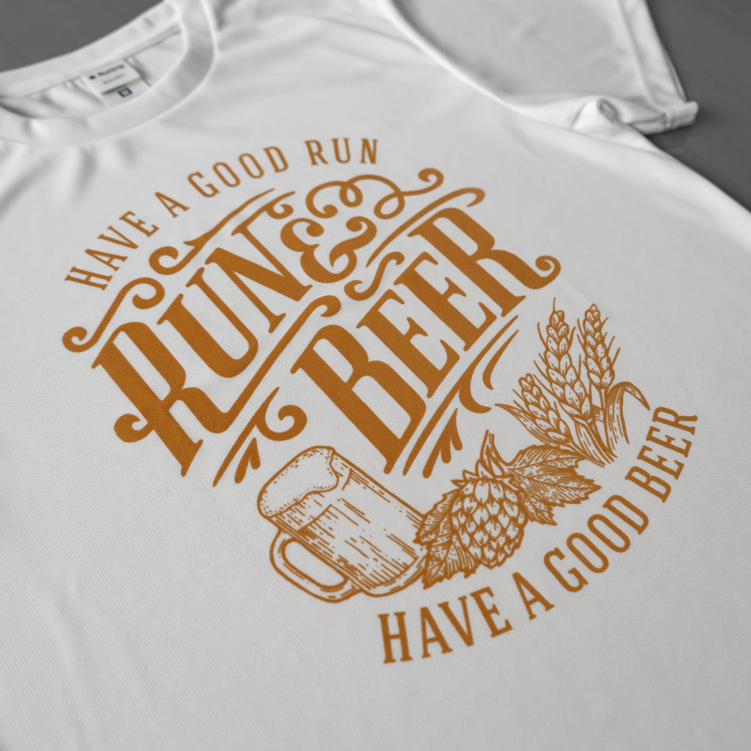 Run & Beer Tee Limited Beer Color DRY Tee (White)