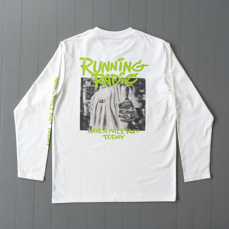 ランラジ HAVE A NICE RUN TODAY Long-sleeve Tee (White)