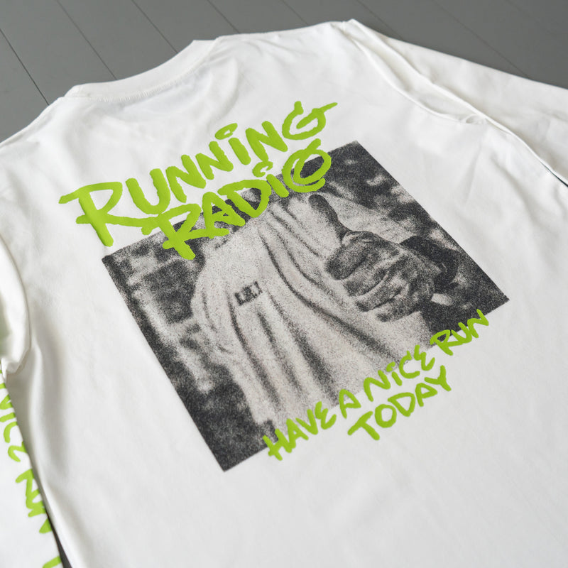 ランラジ HAVE A NICE RUN TODAY Long-sleeve Tee (White)