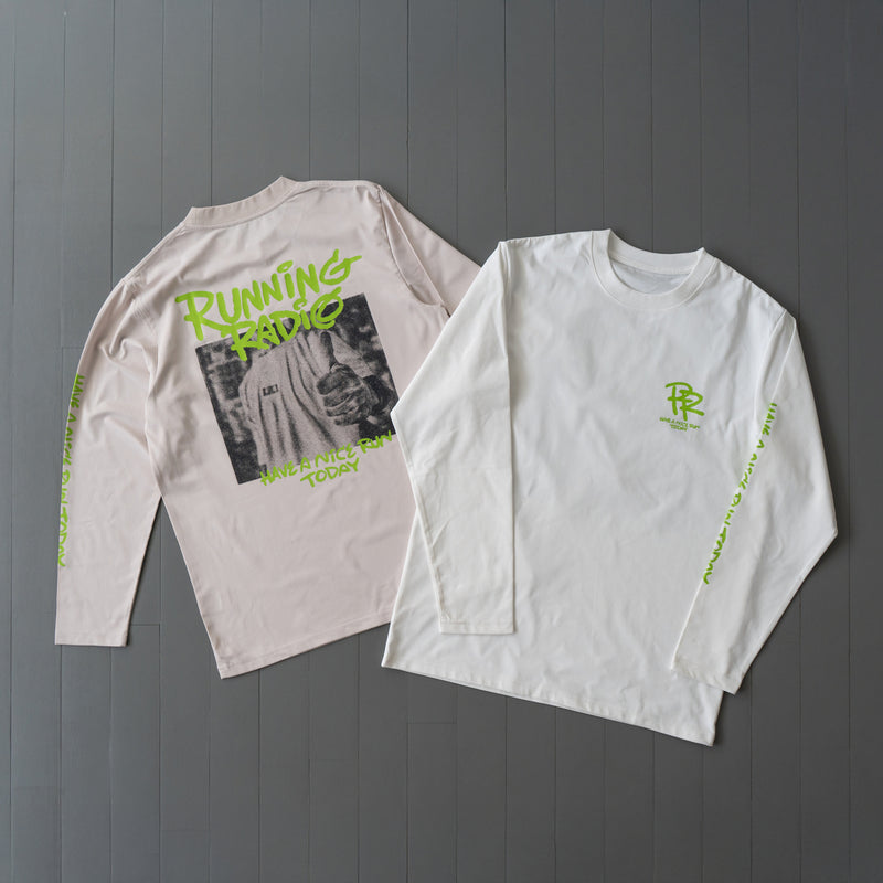 ランラジ HAVE A NICE RUN TODAY Long-sleeve Tee (White)