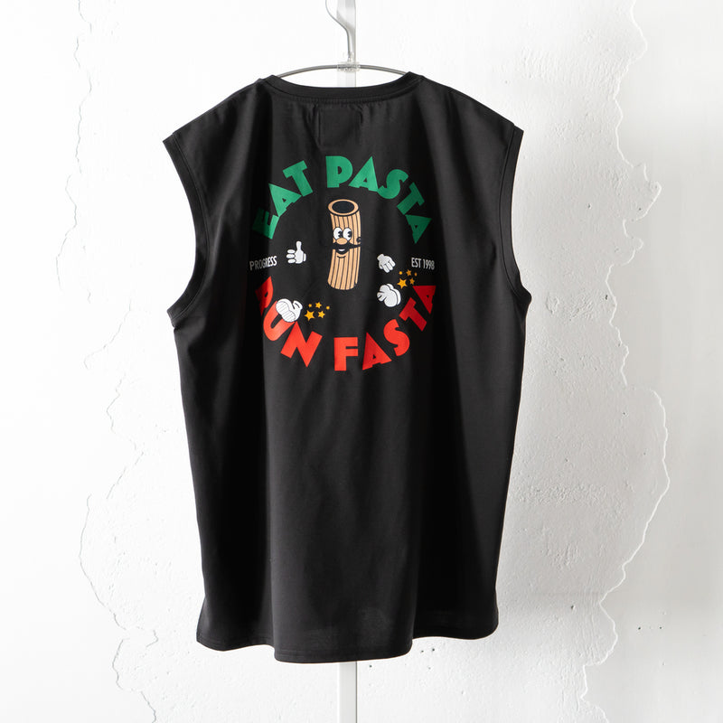 PROGRESS RUNNING CLUB Eat Pasta Run Fasta Custom-made Sleeve-less Tee