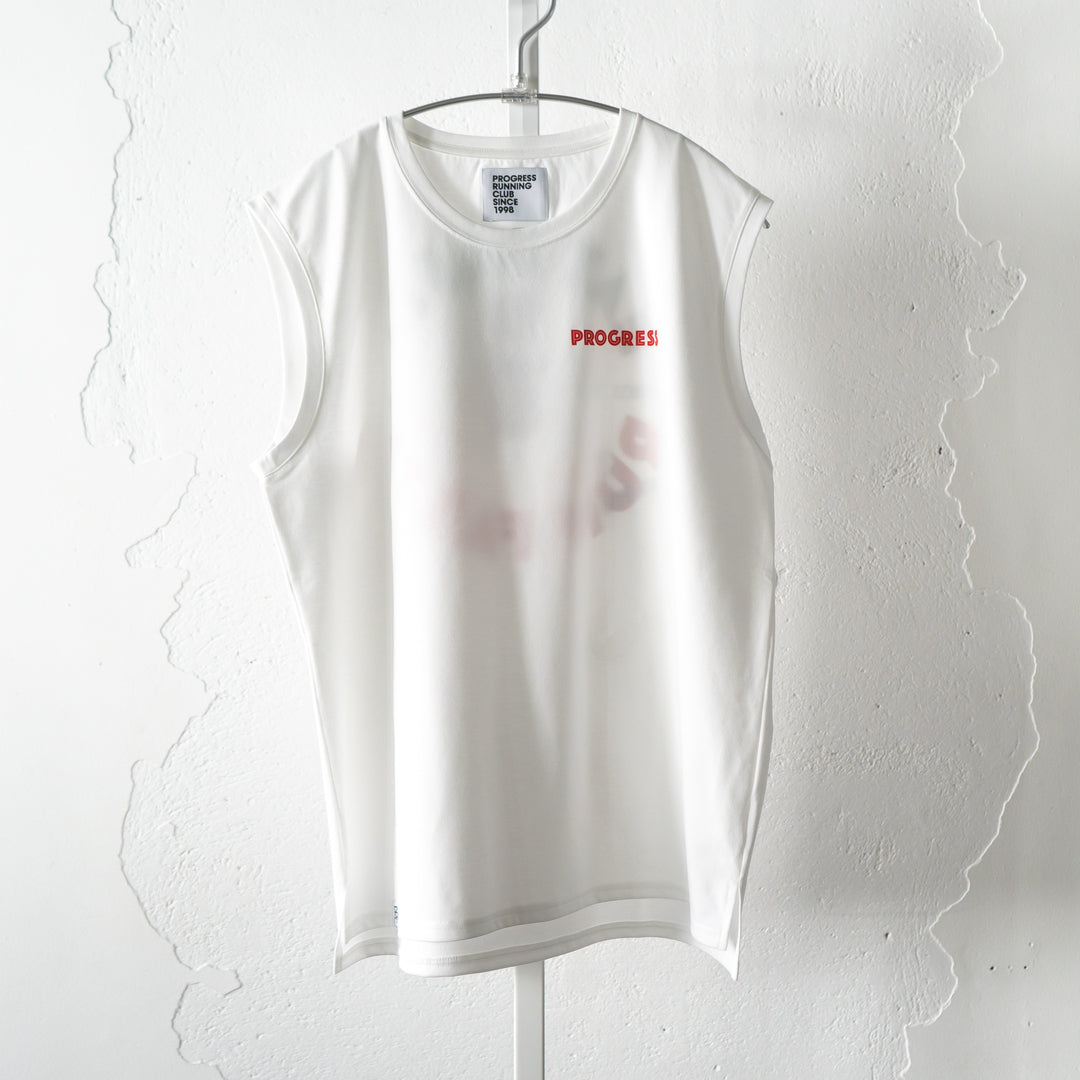 【展示サンプル】PROGRESS RUNNING CLUB Eat Pasta Run Fasta Custom-made Sleeve-less Tee