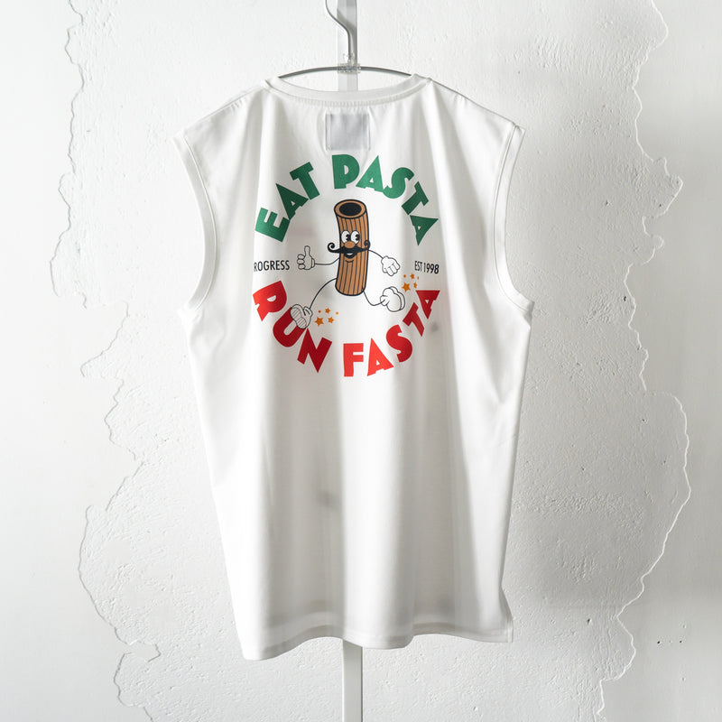 PROGRESS RUNNING CLUB Eat Pasta Run Fasta Custom-made Sleeve-less Tee