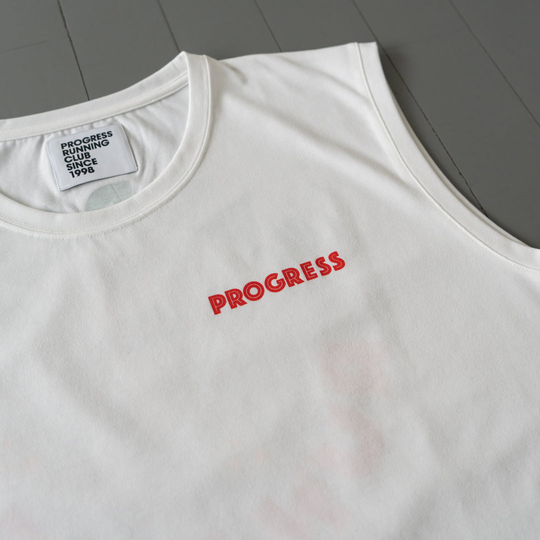 【展示サンプル】PROGRESS RUNNING CLUB Eat Pasta Run Fasta Custom-made Sleeve-less Tee