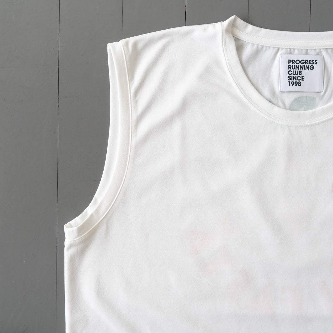 【展示サンプル】PROGRESS RUNNING CLUB Eat Pasta Run Fasta Custom-made Sleeve-less Tee