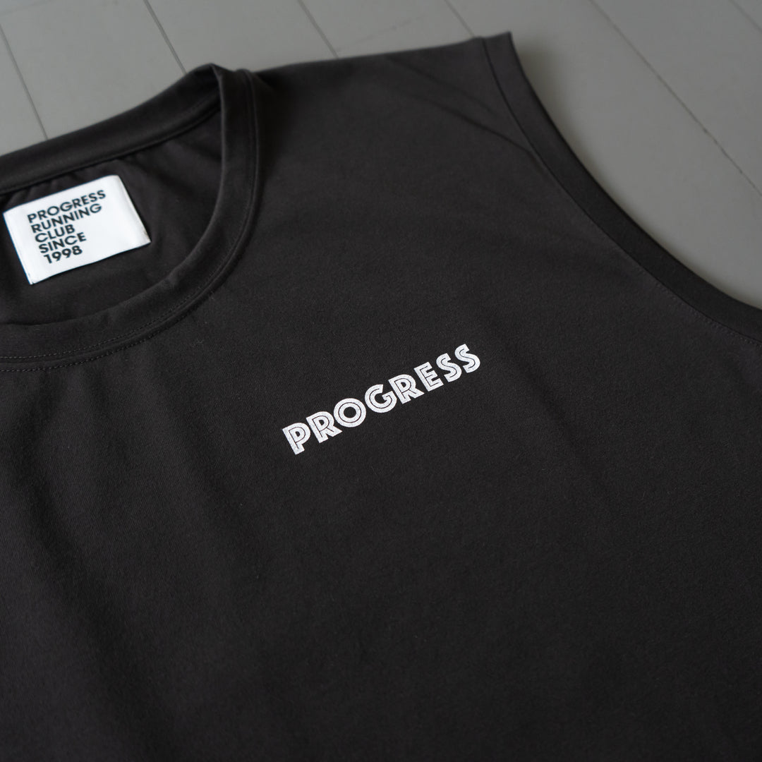 【展示サンプル】PROGRESS RUNNING CLUB Eat Pasta Run Fasta Custom-made Sleeve-less Tee